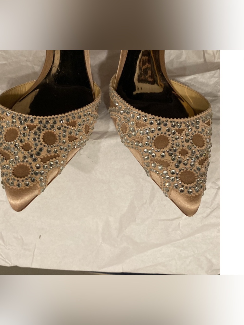 Badgley Mischka Nude Crystal Embellished Pointed Toe Heels - Picture 3 of 11